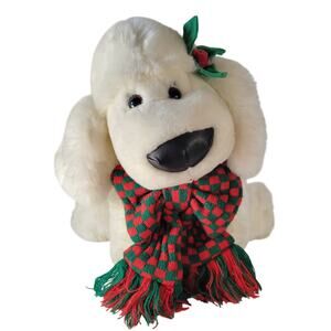 Cuddly Messengers Christmas Dog Plush Stuffed Animal 14" White Puppy Holiday